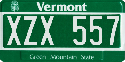VT license plate XZX557