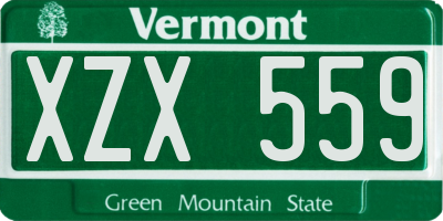 VT license plate XZX559