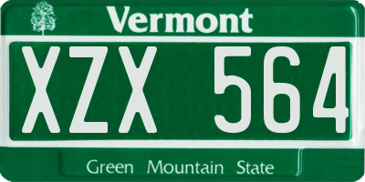 VT license plate XZX564