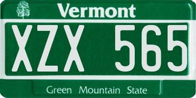 VT license plate XZX565