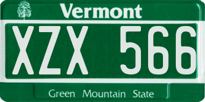 VT license plate XZX566