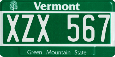 VT license plate XZX567