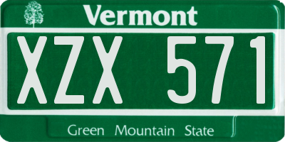VT license plate XZX571