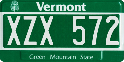VT license plate XZX572