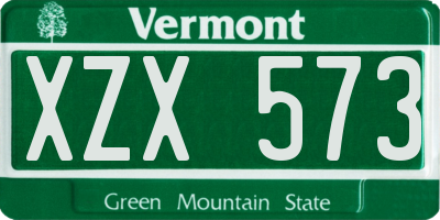 VT license plate XZX573