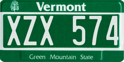 VT license plate XZX574