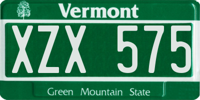 VT license plate XZX575