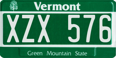 VT license plate XZX576