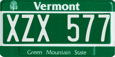 VT license plate XZX577