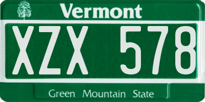 VT license plate XZX578