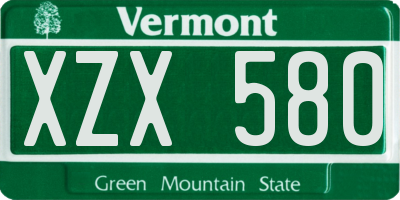 VT license plate XZX580