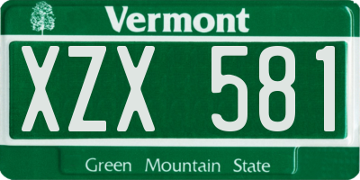 VT license plate XZX581