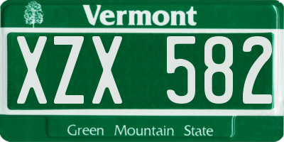 VT license plate XZX582