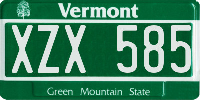 VT license plate XZX585