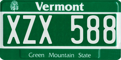 VT license plate XZX588