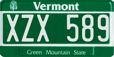VT license plate XZX589