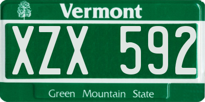 VT license plate XZX592