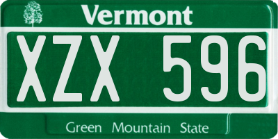 VT license plate XZX596