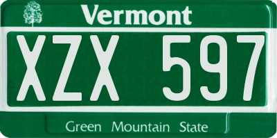 VT license plate XZX597