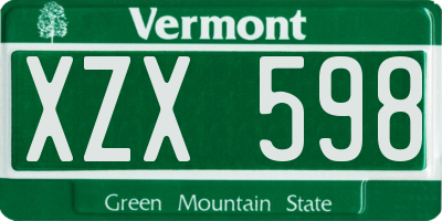 VT license plate XZX598