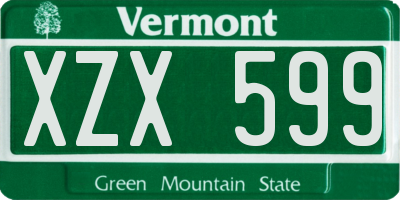 VT license plate XZX599
