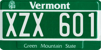 VT license plate XZX601