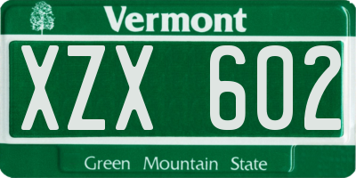 VT license plate XZX602