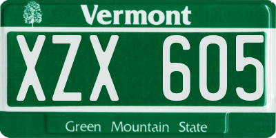 VT license plate XZX605