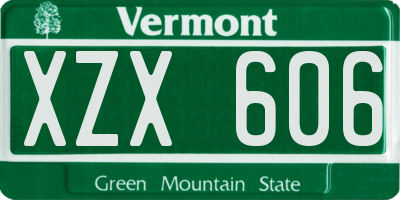 VT license plate XZX606