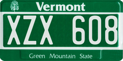VT license plate XZX608