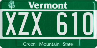 VT license plate XZX610
