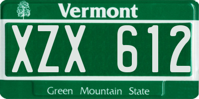 VT license plate XZX612