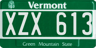 VT license plate XZX613