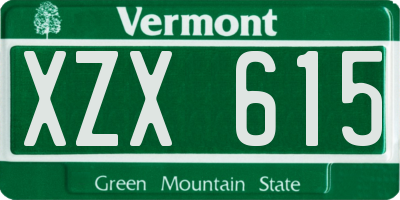 VT license plate XZX615