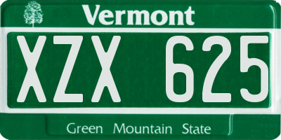 VT license plate XZX625