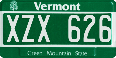 VT license plate XZX626