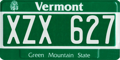 VT license plate XZX627