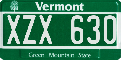 VT license plate XZX630