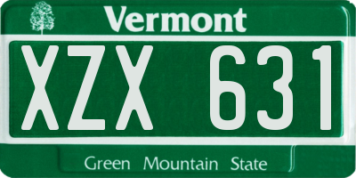 VT license plate XZX631