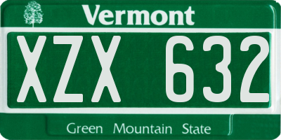 VT license plate XZX632