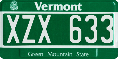 VT license plate XZX633