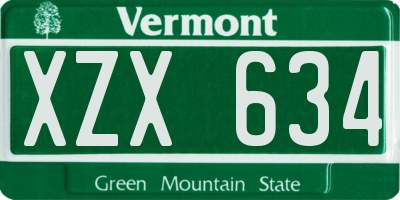 VT license plate XZX634