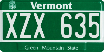 VT license plate XZX635
