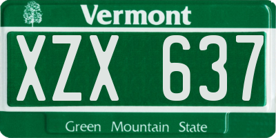 VT license plate XZX637