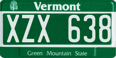 VT license plate XZX638