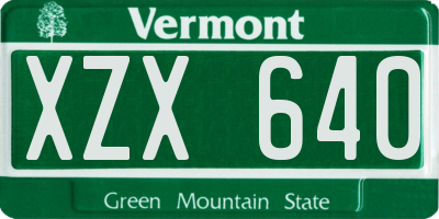 VT license plate XZX640