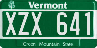VT license plate XZX641