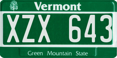 VT license plate XZX643