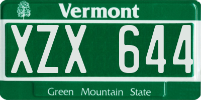 VT license plate XZX644