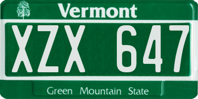 VT license plate XZX647